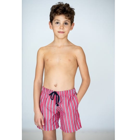 Piccolo Made in Italy Clothing / Swimwear 3Y Piccolo Swim Shorts, Sorrento Red Stripe