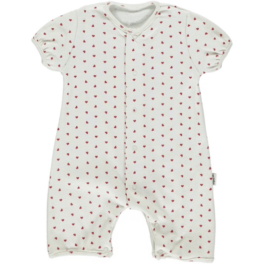 Poudre Organic Clothing / Onesies 1M Poudre Organic Short-Sleeve Jumper - Red Hearts