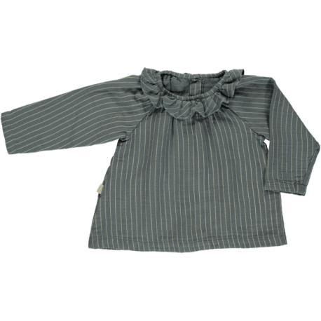 Poudre Organic Clothing / Tops 6M Charme Blouse - Stormy Weather Stripes