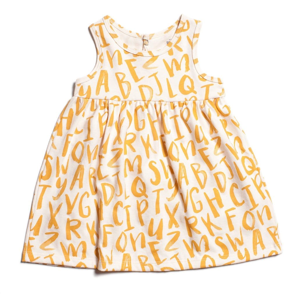 Winter Water Factory Clothing / Dresses 18M Oslo Baby Dress Alphabet Yellow