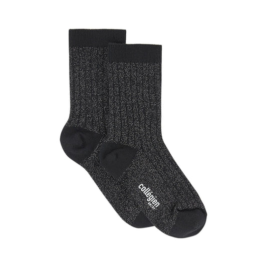 Collegien Socks Glittery Victoire Ribbed Socks - Black