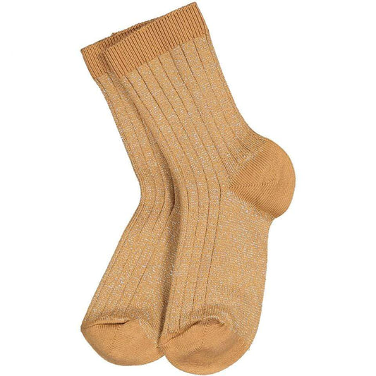 Collegien Socks Glittery Victoire Ribbed Socks - Caramel