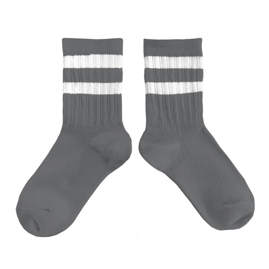 Collegien Socks Nico Ribbed Varsity Crew Socks - Pebble Grey