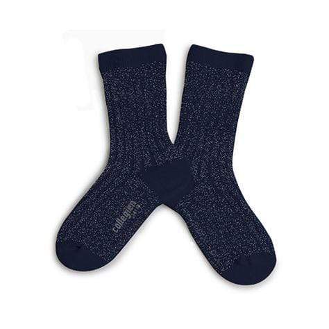 Collegien Tights Glittery Victoire Ribbed Socks - Starry Night Blue