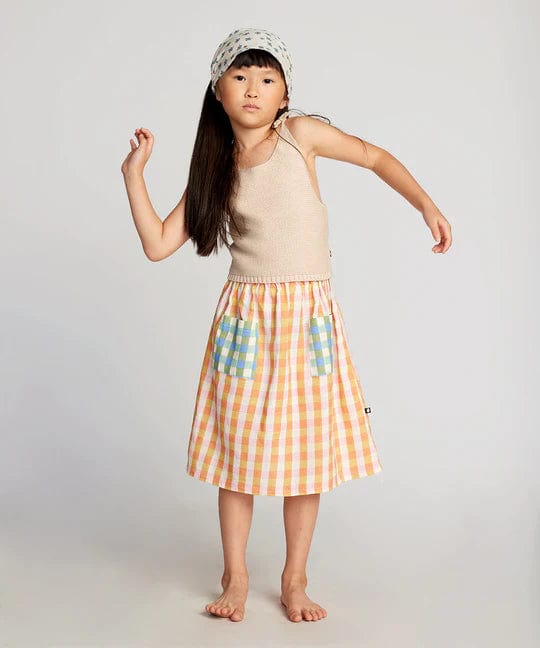Oeuf Skirt Long Skirt - Papaya/Gingham