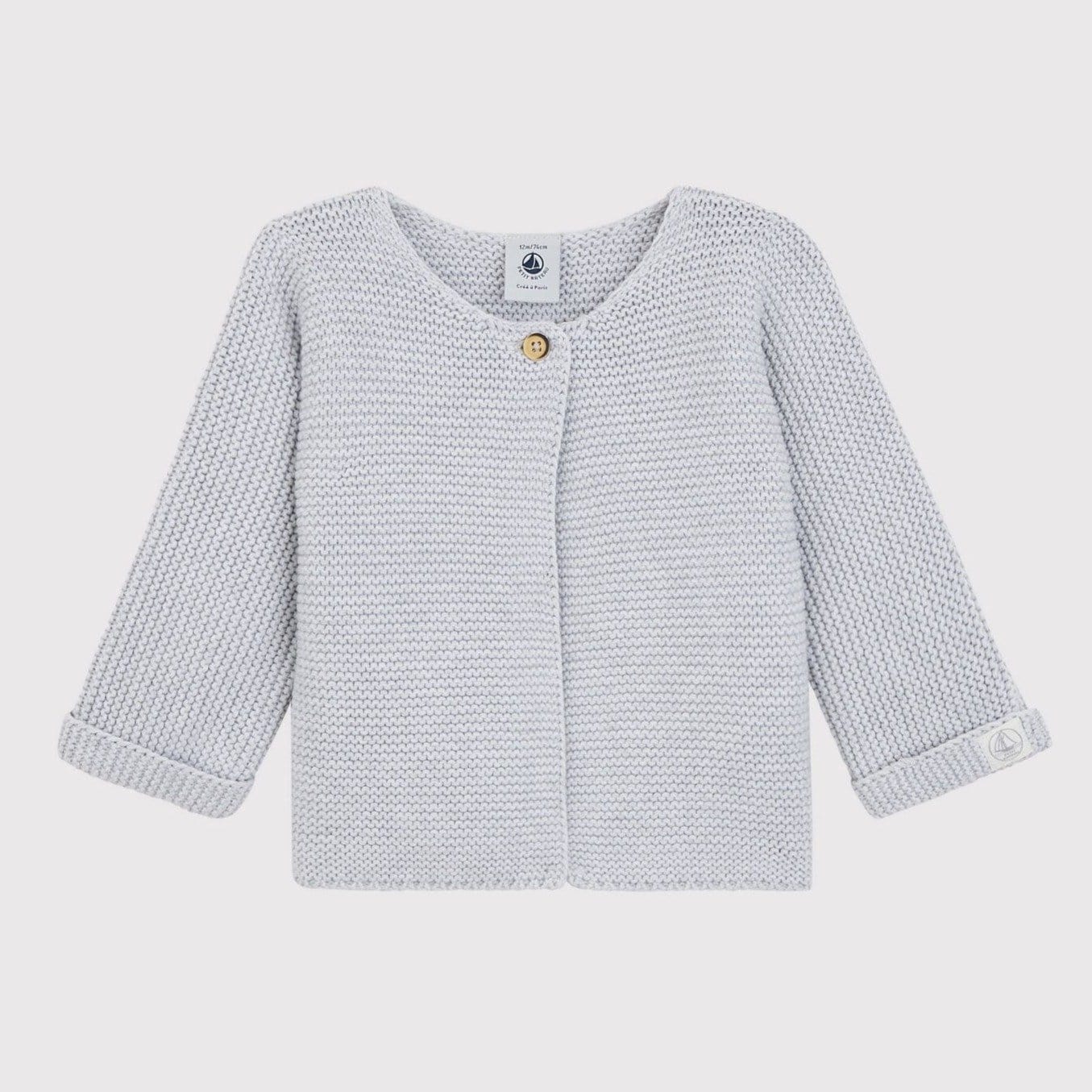 Petit Bateau Cardigan Babies' Organic Cotton Knit Cardigan - Dusty Grey