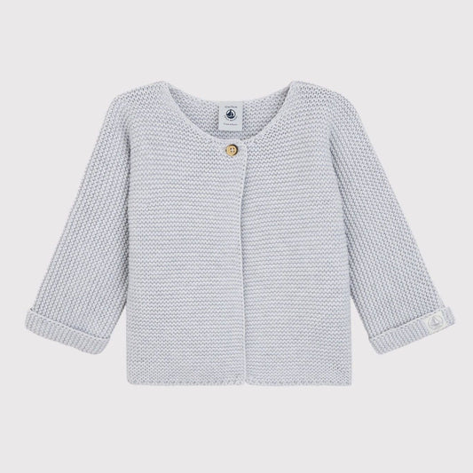 Petit Bateau Cardigan Babies' Organic Cotton Knit Cardigan - Dusty Grey