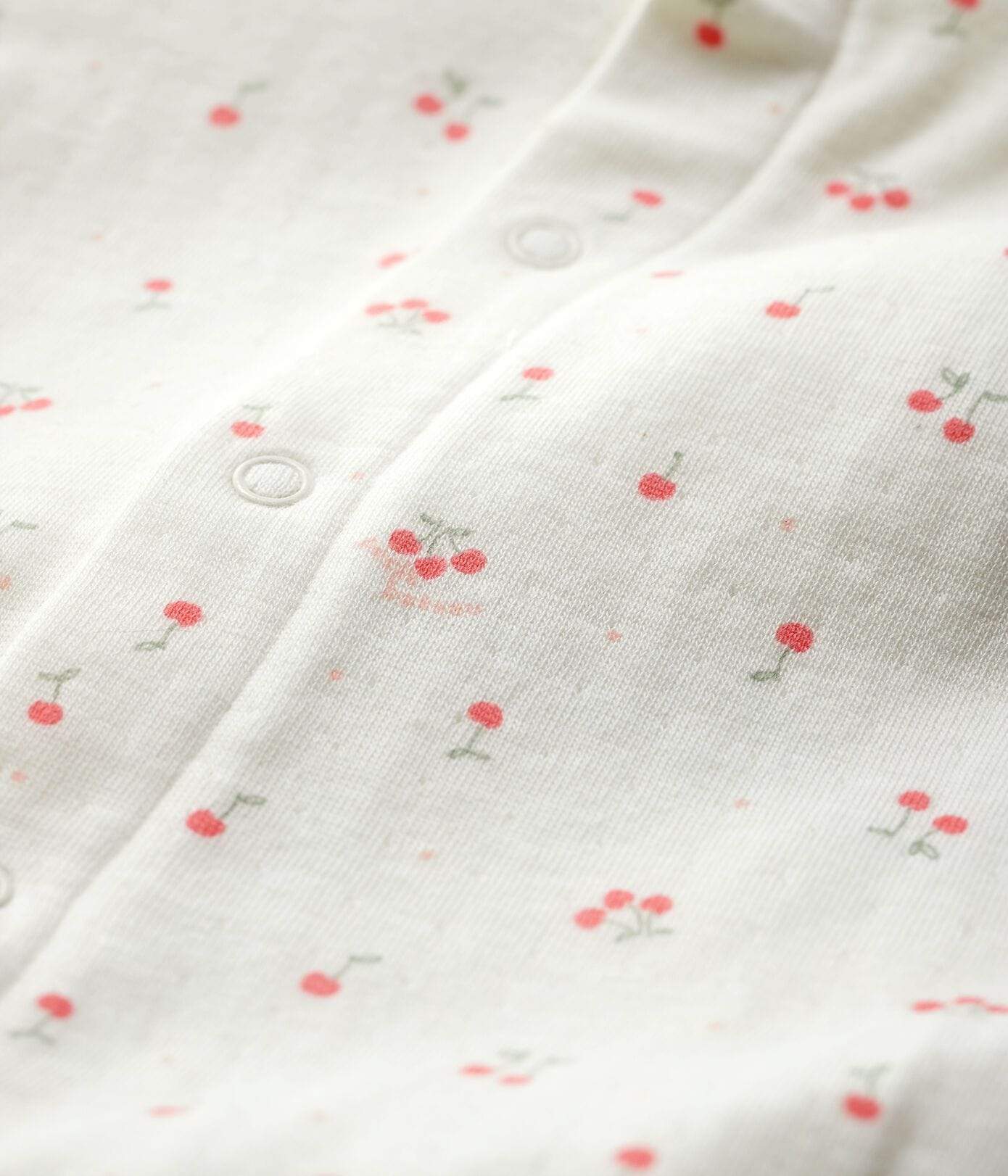 Petit Bateau Sleepsuit Baby Organic Cotton Tube Knit Bodyjama - Cherry Pattern
