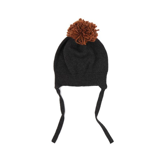 Pompon baby hat - Charcoal